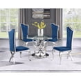 thumbnail image 2 of Silver Stainless Steel 5 Piece Dining Set with Round Clear Glass Table, 2 of 4