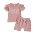 thumbnail image 2 of Fatuov Summer Two-Piece Outfit Set for Girls Cute Print Soft Short Set for Outdoor Clothes 2 Years, Hot Pink, 2 of 3