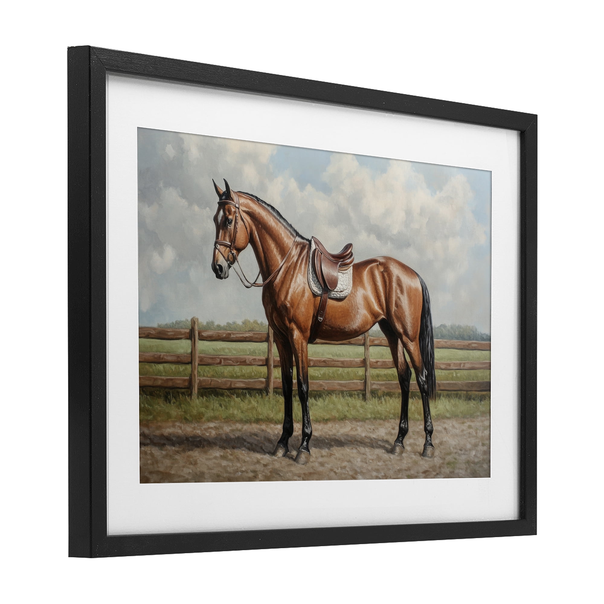 Stupell Industries Sunshine Pony on Farm Path Black Framed Print Under Glass, design by Petal Prints Design