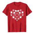 thumbnail image 4 of Chemises de Vacances pour Femmes Col Rond Manches Courtes Mode Imprimé Cœur T-Shirt Ample Léger Confortable Doux Chandail Tenues Rouge m, 4 of 4