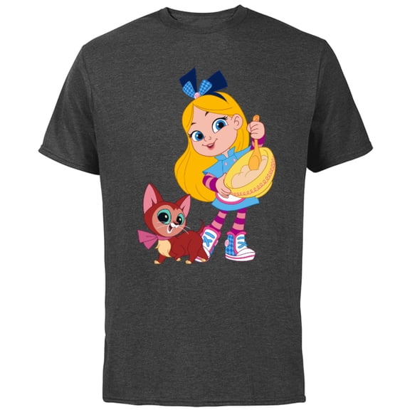 Disney Alice’s Wonderland Bakery Alice and Dinah - Short Sleeve Cotton T-Shirt for Adults - Customized-Charcoal