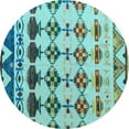 thumbnail image 1 of Ahgly Company Indoor Round Abstract Light Blue Modern Area Rugs, 4' Round, 1 of 4