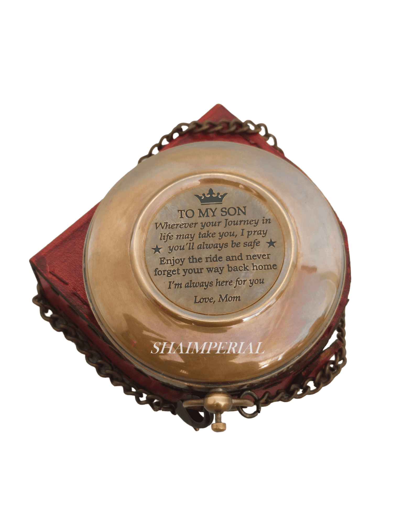 to My Son Compass Personalized Sundial Compass with Leather Case/Gift for SonUnique Gift for Men Beautiful Handmade Sundial Clock Sun Clock Steampunk Clock for Him Antique Decor, Directional Magnetic