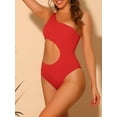 thumbnail image 2 of DARING DIVA One Shoulder Asymmetric Cutout Swimsuit Bathing Suit XL Red, 2 of 6