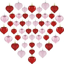 SDJMa 36 Pcs Valentine's Day Heart Shaped Ornaments, Assorted Sizes Shinning Glitter Heart Shaped Baubles Tree Hanging Decorations for Christmas Valentines Day