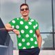 thumbnail image 4 of Balery Green And White Polka Dot Camisa Polo de Hombre con Estampado, de Manga Corta y Tejido Medio, Camisa Tipo Golf Polo-3X-Large, 4 of 6