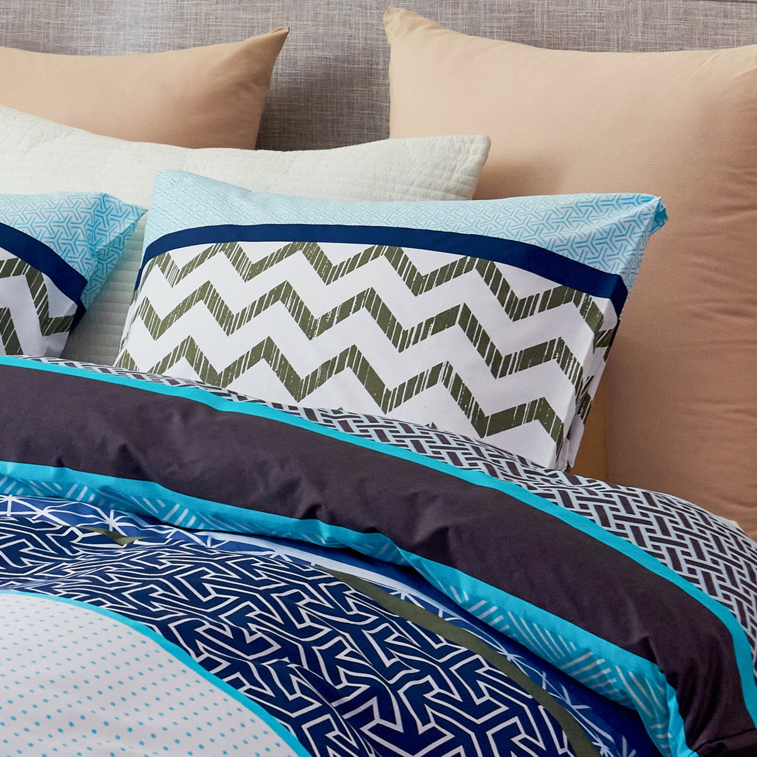 HAOK Queen Size Duvet Cover Set With 2 Pillowcases, Soft Brushed Microfiber Duvet Cover Set