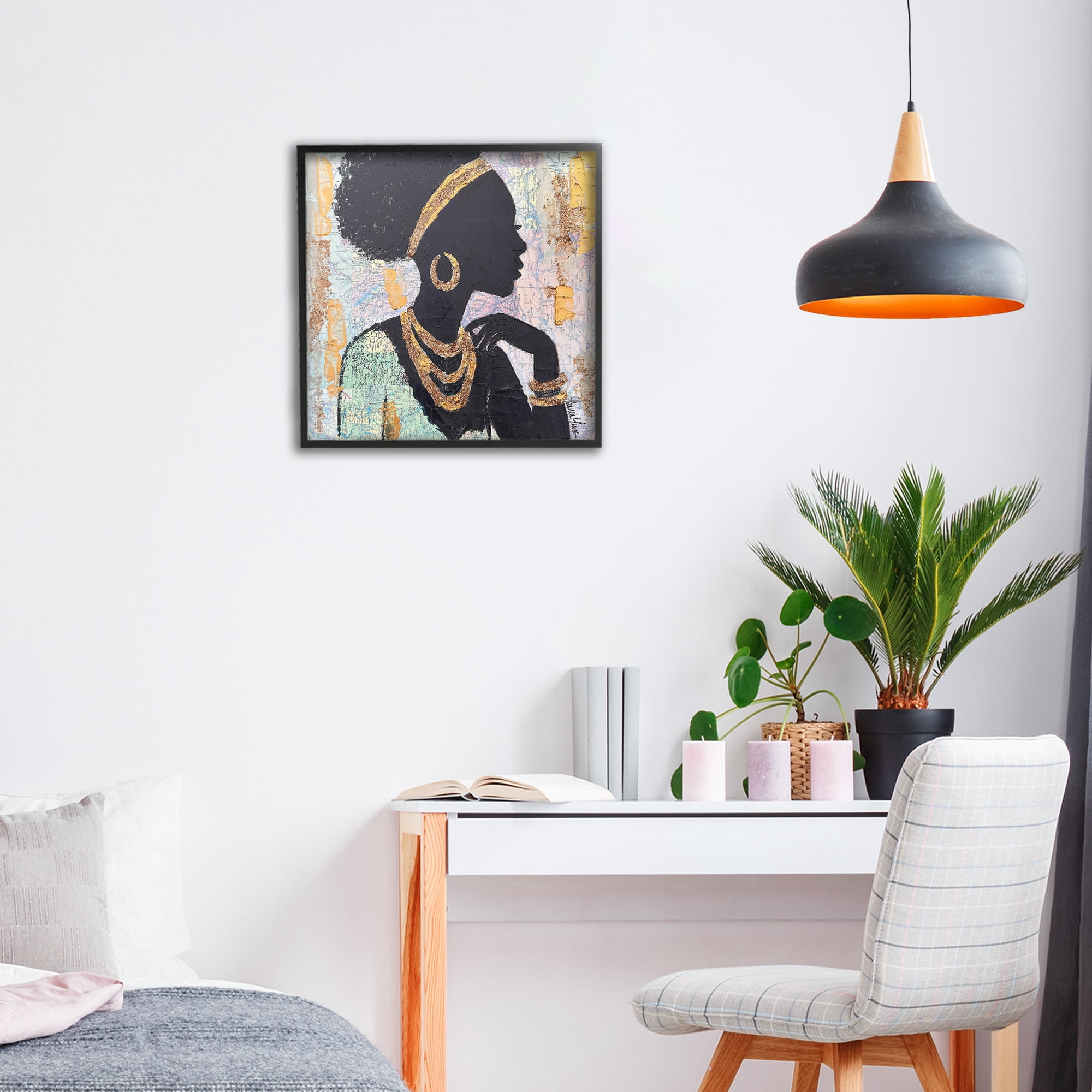 Stupell Industries Jewelry Clad Girl Silhouette Black Framed Giclee Art, design by Lauren Luna