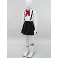 thumbnail image 3 of MSemis Kids Girls School Uniform Outfits Shirt Tops with Suspender Skirt and Bow tie Socks Full Set Type A Black 11-12, 3 of 7