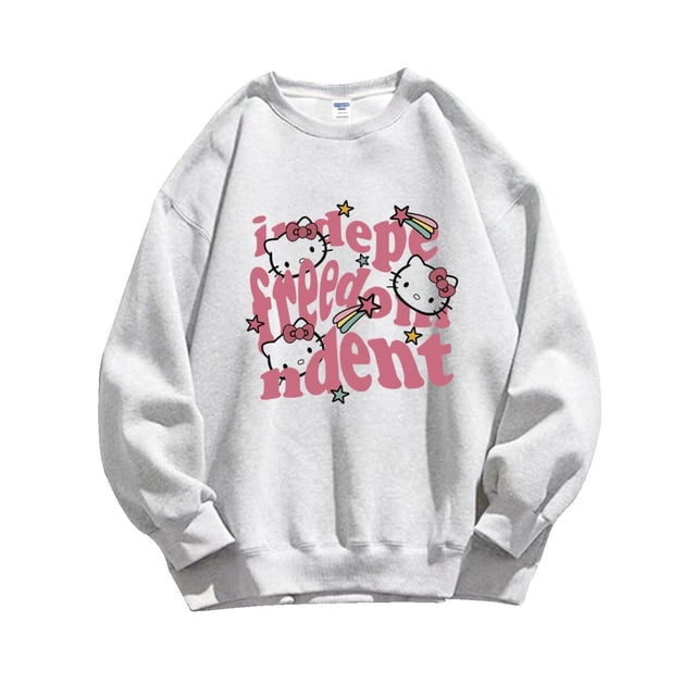 Sanrio-suéter de cuello redondo de Hello Kitty, abrigo picante de dibujos animados de Anime Y2K para chica, Top holgado Retro americano, Top de estudiante de gran tamaño 2023