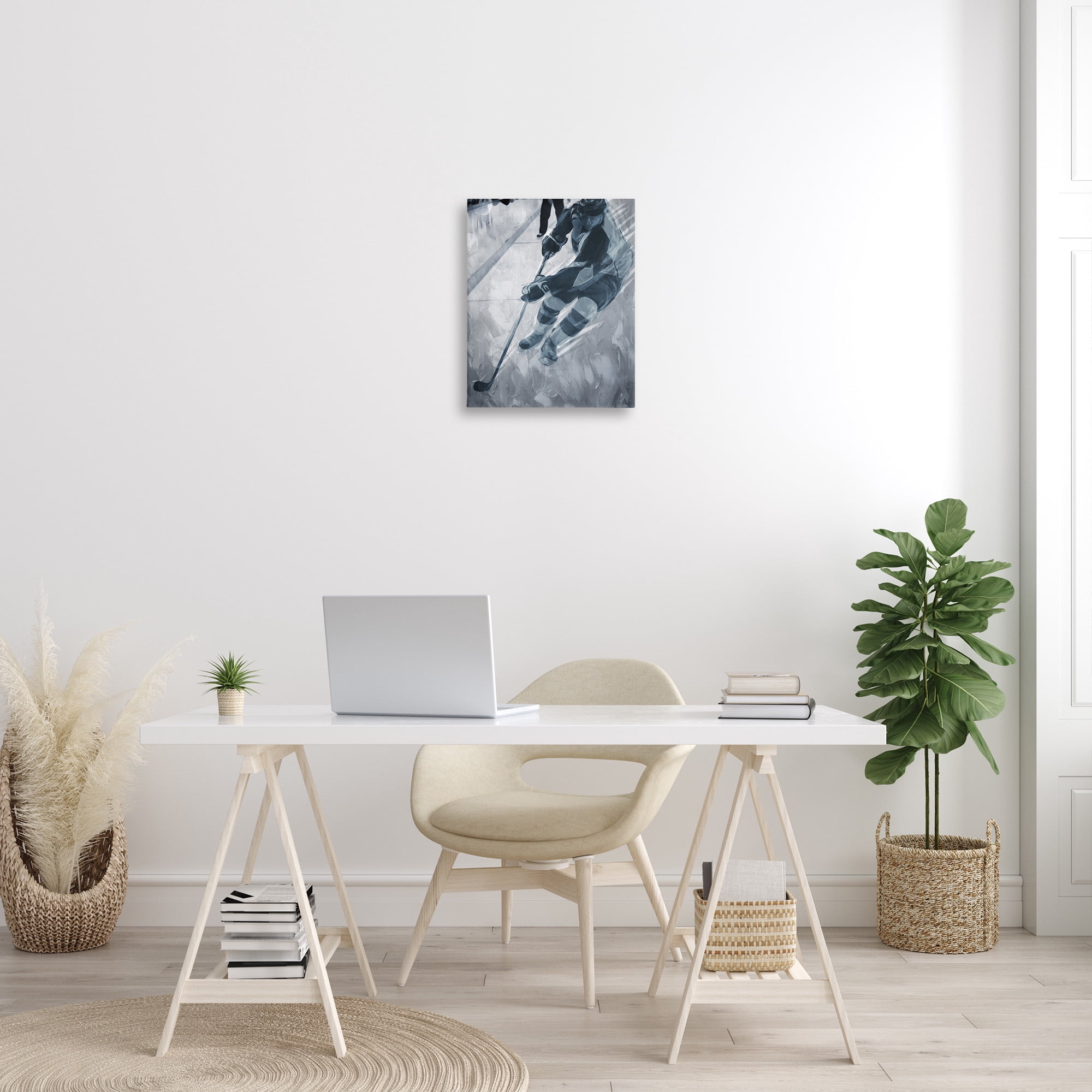 Stupell Industries Abstract Hockey Player Sports Painting Gallery Wrapped Canvas Art Print Wall Art, 16 x 20