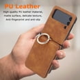 thumbnail image 6 of for Samsung Galaxy Z Flip 4 Case with Card Holder, [Retractable Hinge Cover] All-Round Protection Premium PU Leather Hard PC Back Cover with Ring Wallet Phone Case for Z Flip 4 2022 - Brown, 6 of 13