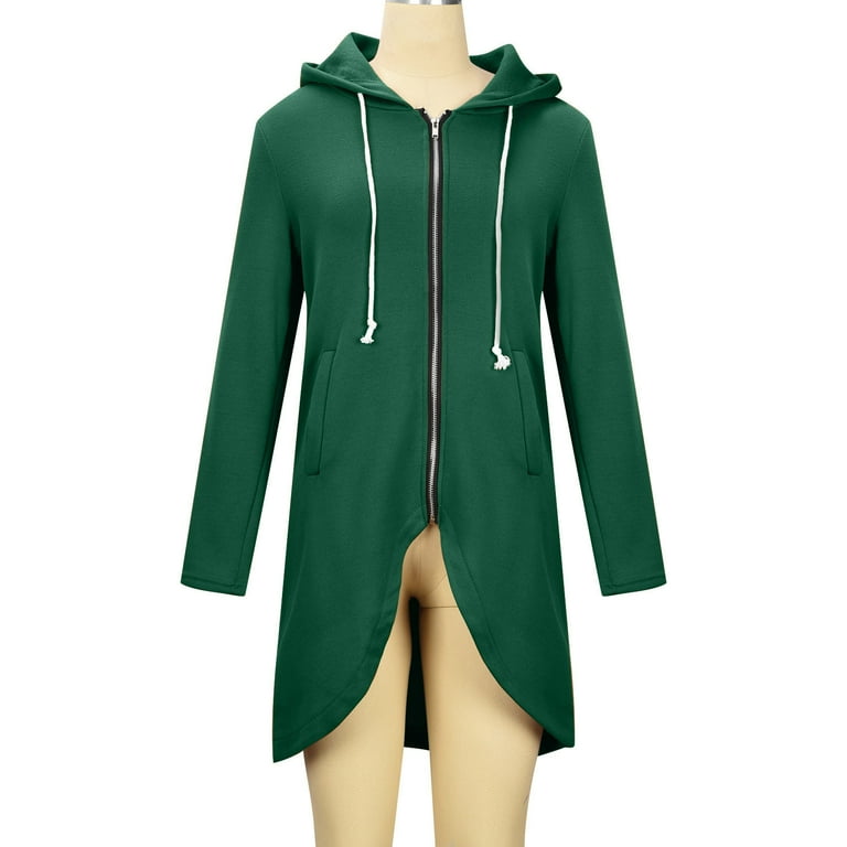HTNBO Women's Long Zip Up Hoodie Lightweight Oversized