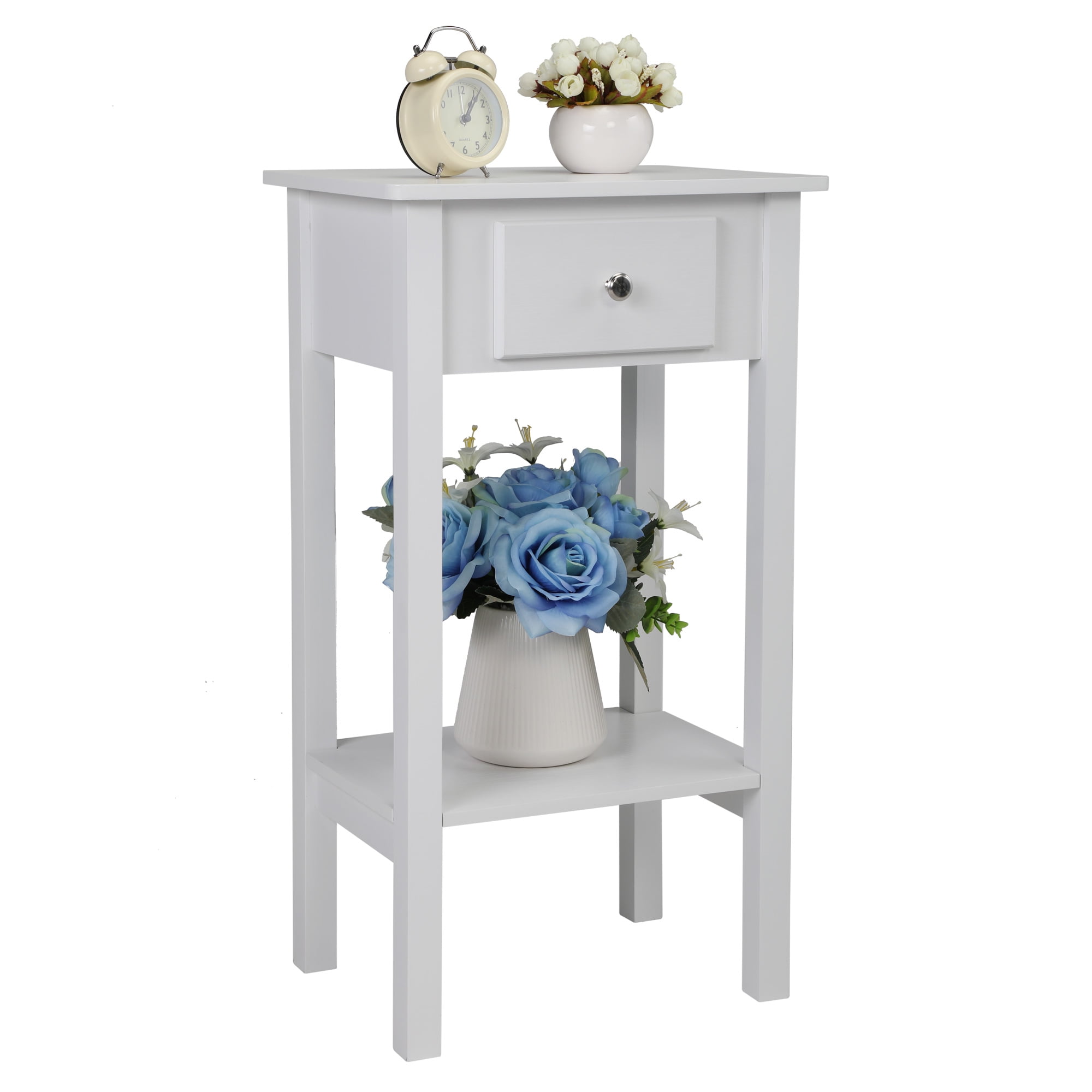 Kepooman Modern Versatile High-Leg Nightstands Side End Table Night Stand Storage Shelf with Drawer for Living Room Bedroom, White Kepooman Modern Versatile High-Leg Nightstands Side End Table Night Stand Storage Shelf with Drawer for Living Room Bedroom, White