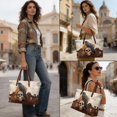 thumbnail image 4 of ZUXONGSY Raven Skull Rose Print Tote Bag for Women Casual Top Handle Tote Bag Lightweight Weekender Bag with Zipper for Daily Use Business, 4 of 6