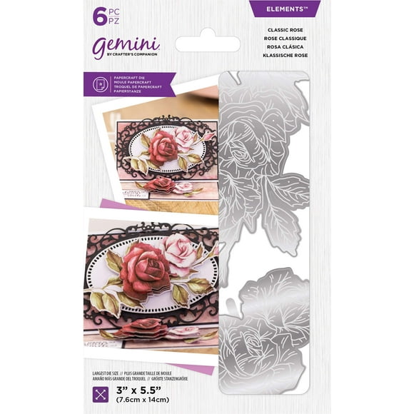 Crafters Companion Gemini Floral Decoupage Elements Metal Cutting Die - Classic Rose, us:one size, Silver