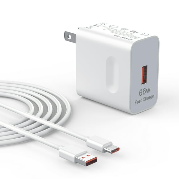 HFLRZZ 66W Supercharge Charger USB-C Fast Wall Charger for HUAWEI Mobile Phones, Tablets, Headphones with 6A USB to USB-C Cable, White