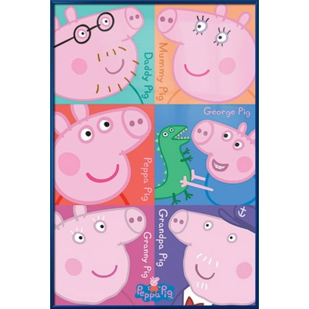 peppa pig framed tv show poster print pig characters squares