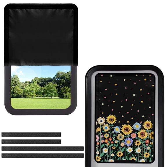 Psesaysky Cute Sunflower RV Door Window Shade Half-Fold Design Camper Door Window Cover UV Protection 17.3"x26" for RV Camper Trailer