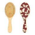 thumbnail image 7 of Natural Wooden Round Hair Brush - Wooden Cushion Massage Comb for Straight and Curly Hair, Promotes Scalp Blood Circulation,White Butterflies, 7 of 7