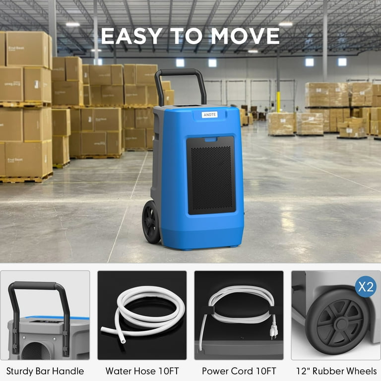 ANDTE 190 Pints Commercial Dehumidifier with Pump for Basement 