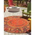 thumbnail image 2 of Unique Loom Outdoor Tribal Collection Area Rug - Quepos (12'  Round Multi/Black), 2 of 6