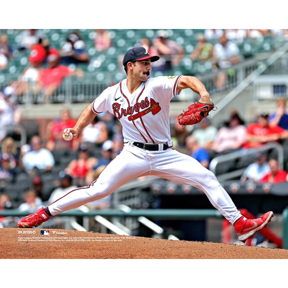 Spencer Strider Atlanta Braves Unsigned White Jersey Pitching Horziontal Photograph