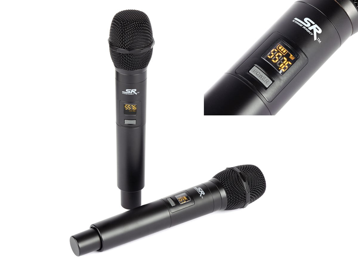 Monoprice 200-Channel UHF Dual Handheld Wireless Microphones System, 262‑foot (80‑meter) Range, Perfect for Church, Birthdays, Karaoke, Weddings, Events - Stage Right Series