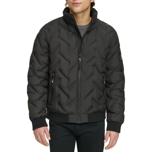 DKNY Men’s Diamond Quilted Puffer Jacket, Black, XXl