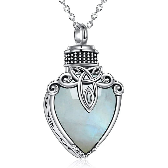 Urn Necklaces for Ashes Sterling Silver Labradorite Crystal Filigree Teardrop Cremation Urn Necklaces Memorial Keepsake Jewelry