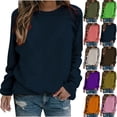 thumbnail image 1 of Meichang Chandail Décontracté pour Femmes Automne Hiver à Manches Longues Col Rond Chandail Uni Ample Chandail à Enfiler Hauts Chandails Surdimensionnés Chandail Tendance Preppy, 1 of 6