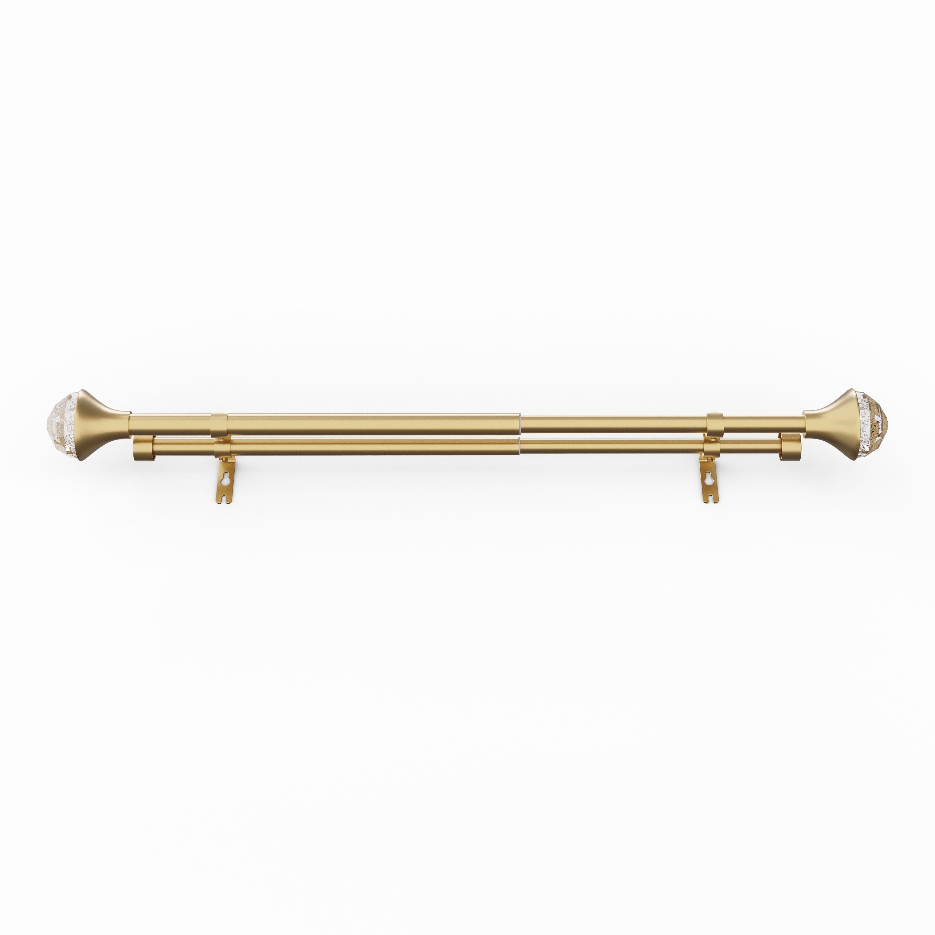 Mainstays Kids 3/4" Gold Faceted Gem Adjustable Double Curtain Rod, 28"-48"