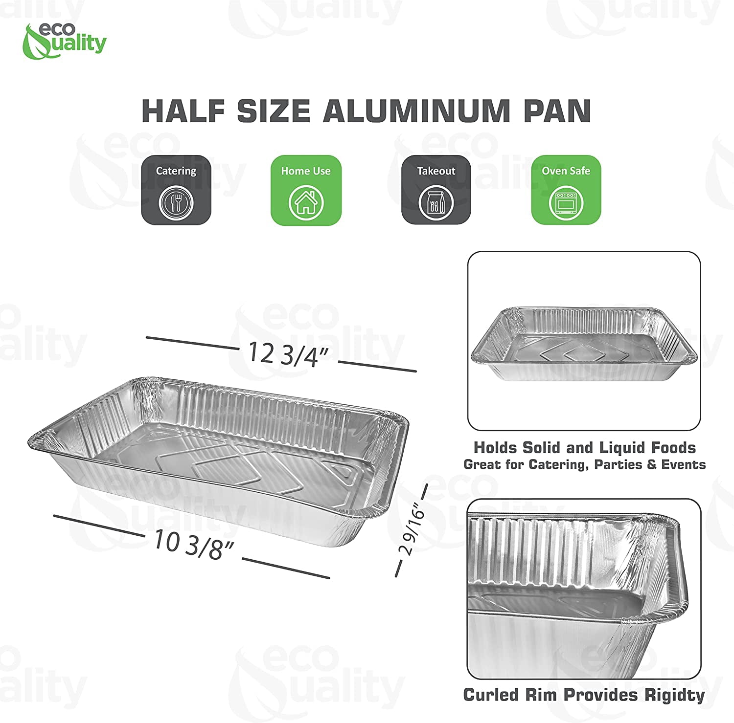 Aluminum Pans 9x13 Disposable Foil Pans Half Size Steam Table Deep Aluminum Trays Heavy Duty - Tin Foil Disposable Pans, Bakeware, Lasagna Pans, Roasting, Food Storing, Catering, Cake, Oven Pan (100)
