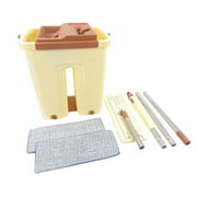 Magic Self Cleaning Flat Floor Mop Bucket System - Automatic Squeeze In n Out Drying Wringer - 2 Microfiber Reusable Washable Pads Included