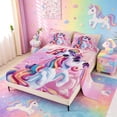 thumbnail image 2 of meiyoeat Colorful Magical Unicorn Queen Sheets For Kids,Cute Animals Queen Sheet Sets For Girls,4 Pieces, 2 of 6