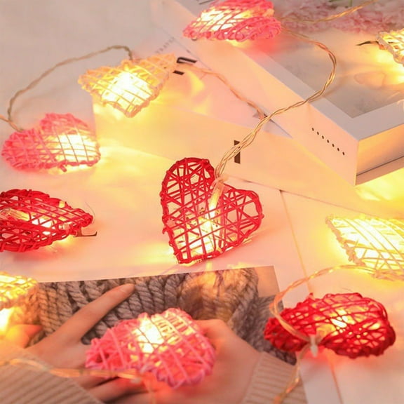 Valentines Day Gifts,Valentines Day Decorations,Heart Shaped Lights 5ft LED Flashing Lights Battery Operated For Valentines Day Kids Bedroom Christmas Wedding Indoor Party Decoration(5FT)