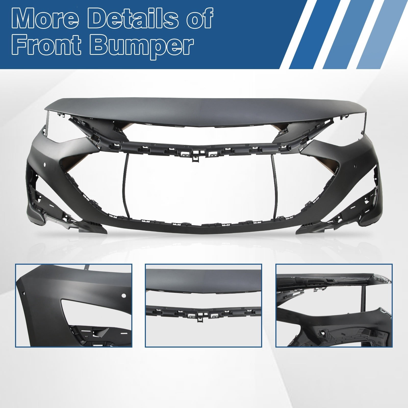 Primed Front Bumper Cover For 2019-2021 Chevy Malibu W/Senser Holes