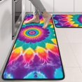 thumbnail image 2 of Kitchen Rugs Sets Of 2,Rainbow Tie Dye Radial Pattern Anti Fatigue Kitchen Mat Rugs Non Slip Washable,Decorative Kitchen Floor Mats for Kitchen,Sink,Laundry,17"x47"+17"x47", 2 of 5