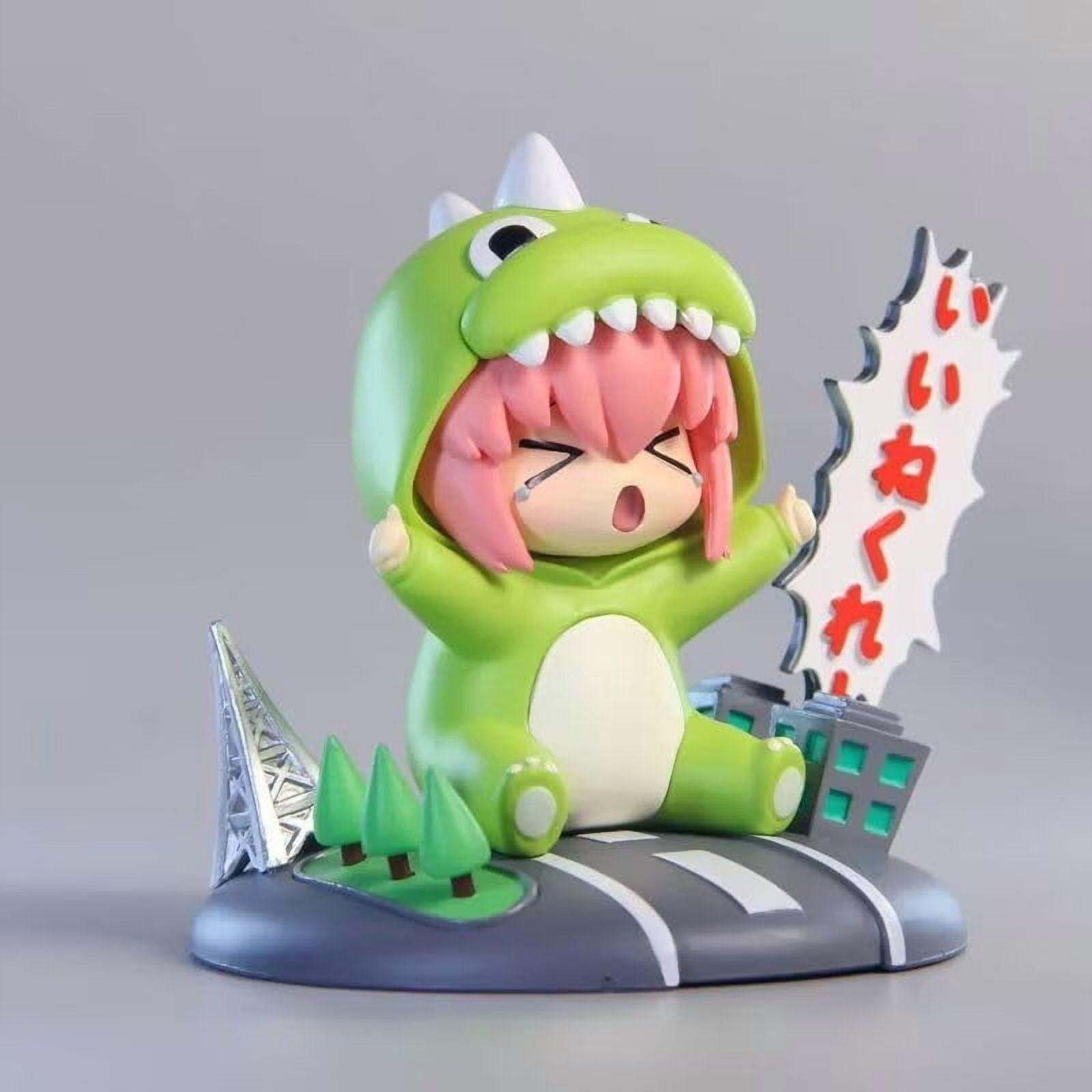 Newly Bocchi Figure Sitting Q Version Dinosaur sleepwear Bocchi Anime Figures 20cm/7.9inch Anime Character Decor Statue Model Desktop Ornament Gifts (Green)