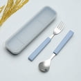 thumbnail image 4 of Juego de cubiertos para niños de 2 piezas, juego de vajilla para niños de acero inoxidable 18/10, juego de cubiertos de plata, cubiertos, utensilios de cena, cuchara, tenedor con estuche de viaje, 4 of 5