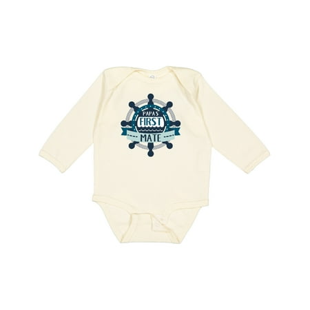 

Inktastic Papa s First Mate Gift Baby Boy or Baby Girl Long Sleeve Bodysuit