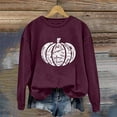 thumbnail image 2 of Arlun,Halloween Chandails en Molleton Citrouille 2025 Mode Automne Femmes Grande Taille Chandails à Lettres Imprimées Hauts Coupe Ample Confortable Col Rond Manches Longues Manteau Hauts Sans Capuche Bourgogne P, 2 of 3