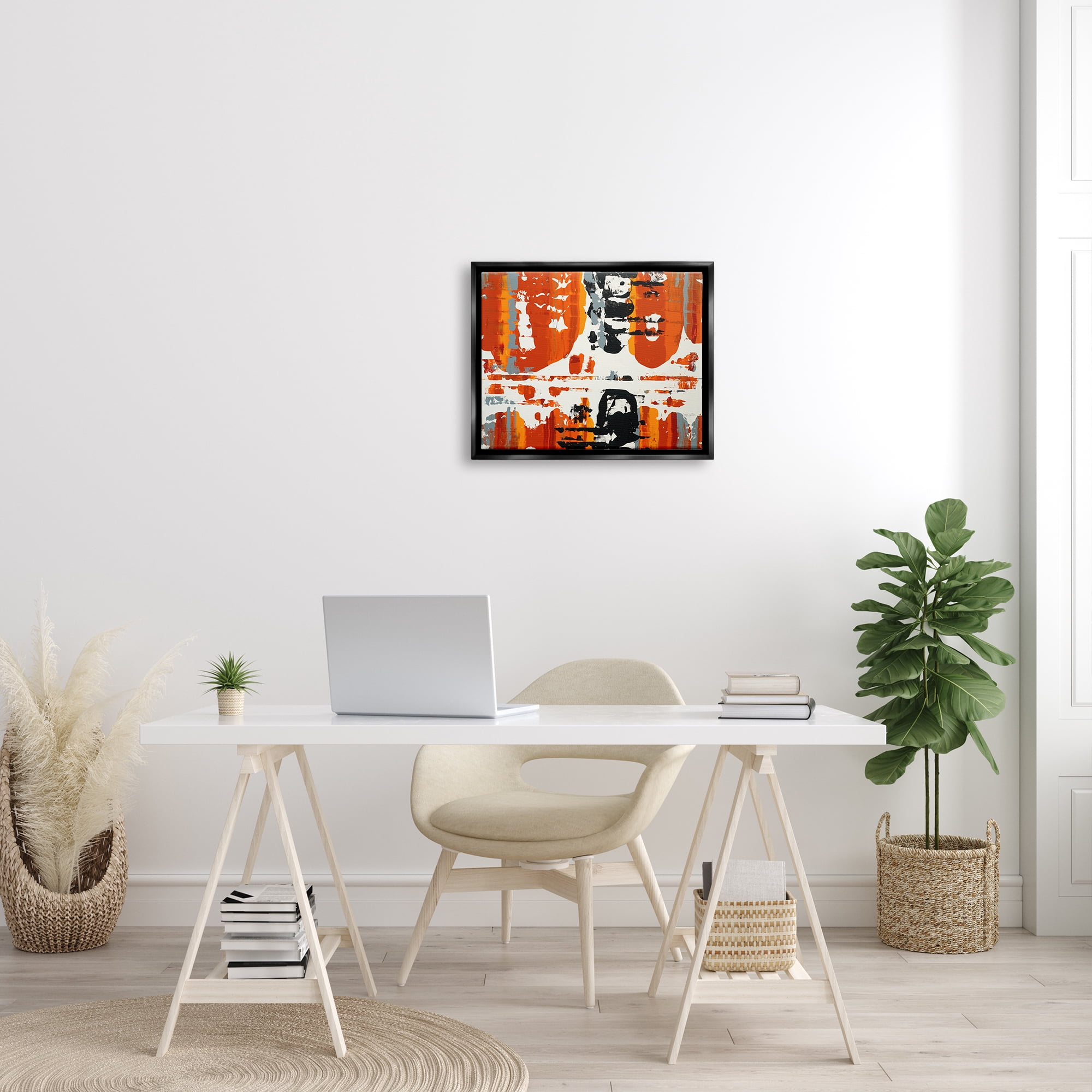 Stupell Industries Burnt Orange Momentum Jet Black Framed Floating Canvas Wall Art, 16x20, by Third and Wall
