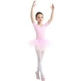 thumbnail image 2 of inhzoy Toddler Girls Tutu Dress Ballet Dance Leotard Short Sleeves Tulle Dress Bodysuit Pink 2-3, 2 of 9