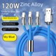 thumbnail image 4 of Cable de datos tres en uno para máquina de aleación de zinc de 120 W, para pasajeros, uno, arrastre tres, para Apple, Huawei, carga rápida, 4 of 5