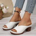 thumbnail image 6 of High Chunky Platform Heels for Women Fashion Comfort Slip on Square Open Toe Block Heel Sandals White 9.5, 6 of 7