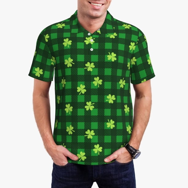 Fotbe Happy St. Patrick's Day5 Camiseta Polo de Golf para Hombre con Estampado – Camisa Deportiva Transpirable con Cuello Abotonado-4X-Large