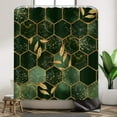 thumbnail image 2 of Green Marble Shower Curtain, Grid Honeycomb Irregular Plaid Geometric with Gold Leaf Bathroom Curtain for Modern Bathtub Decor Waterproof Fabric Machine Washable with 12 Hooks,36"x72", 2 of 6
