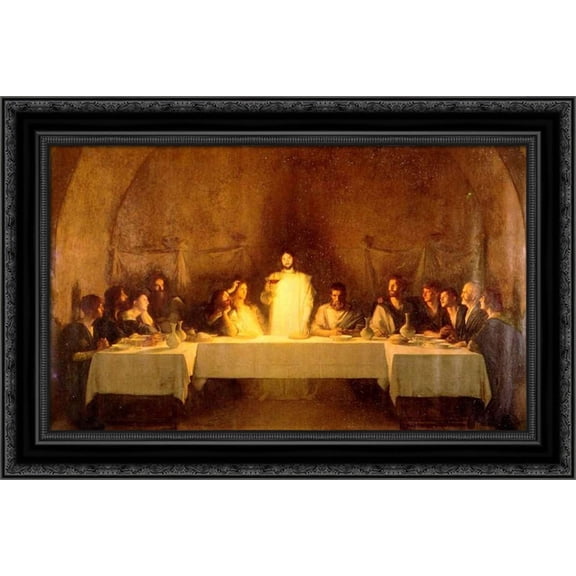 The Last Supper 24x18 Black Ornate Wood Framed Canvas Art by Bouveret, Pascal Adophe Jean Dagnan