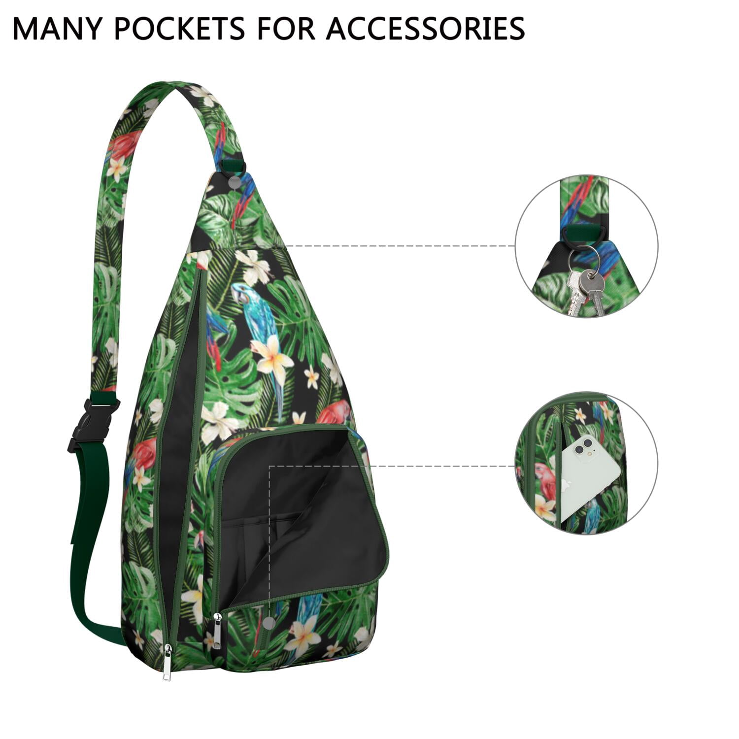 Hawaiian Hibiscus Tropical Floral Sling Bag, Lightweight Shoulder Bag for Women & Men